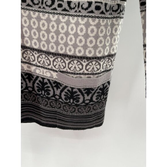 Icelandic Design Womens Wool Blend Cardigan Sweater Medium Gray Black Knit - Picture 4 of 7